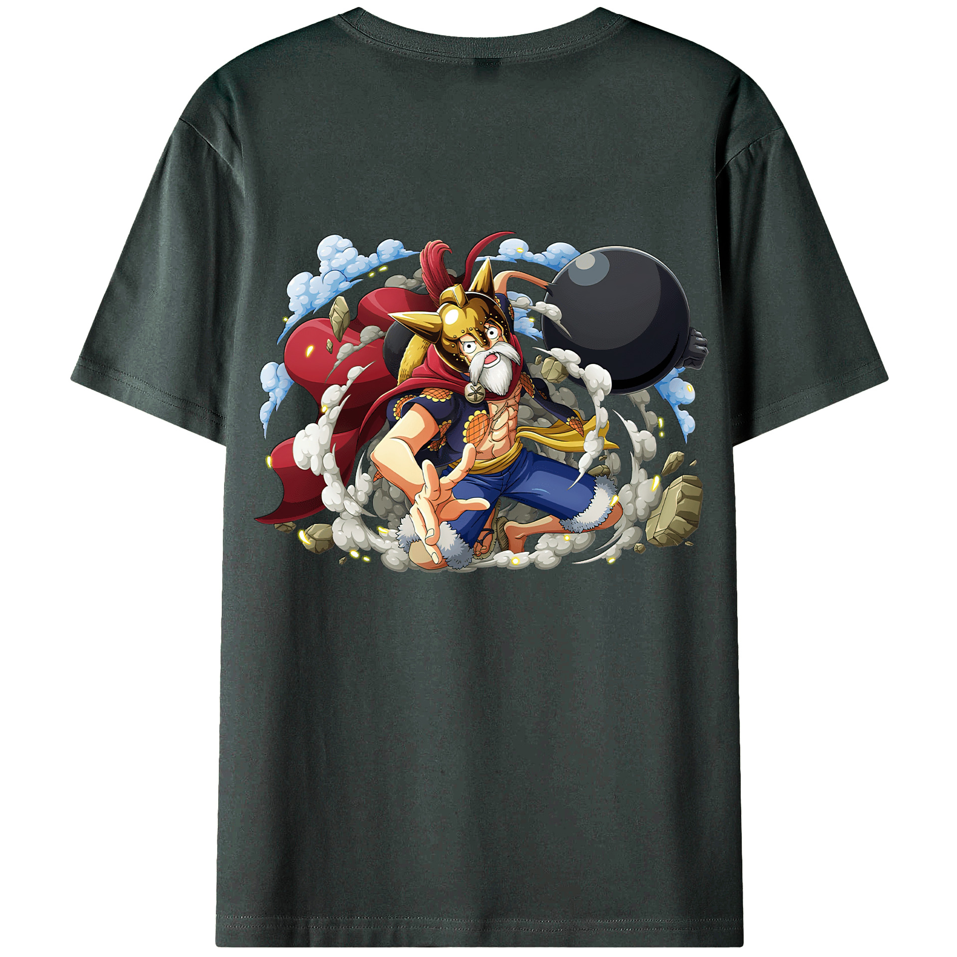 ワンピース モンキー・D・ルフィ ONE PIECE Monkey D. Luffy 綿100％ メンズ半袖Tシャツ（バックプリント） 通気性